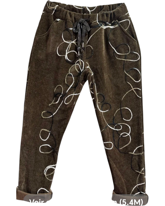 SONIA (PANTALON VELOUR BRODĂ)