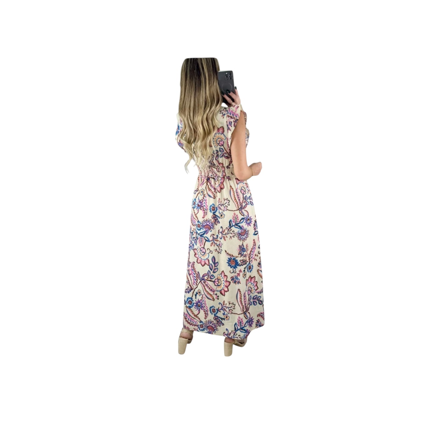 LILA ( ROBE LONGUE MANCHE VOLANT)