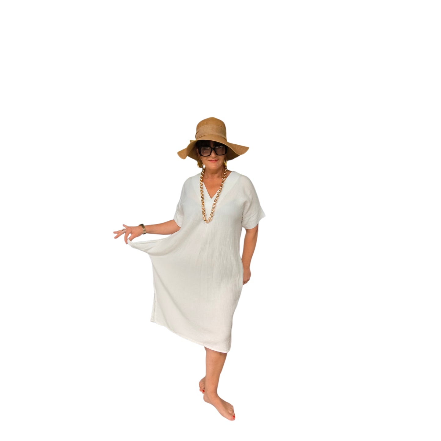 Sisi (robe droite longue gaz de coton)