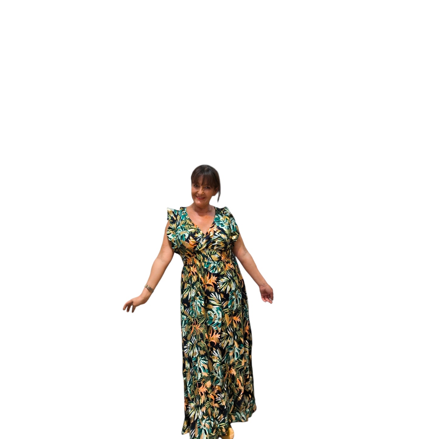 Blandine (Robe longue manches volants)