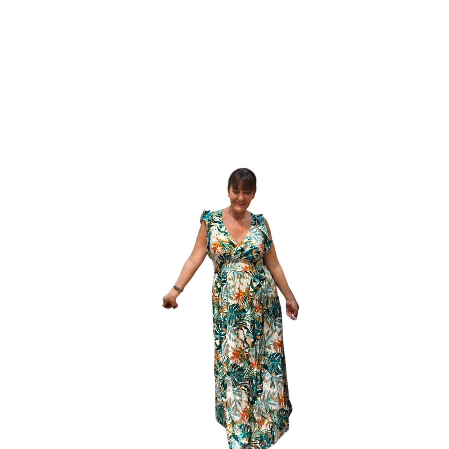 Blandine (Robe longue manches volants)